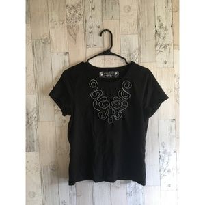 Sigrid Olsen Black Zipper Detailing Tee Shirt